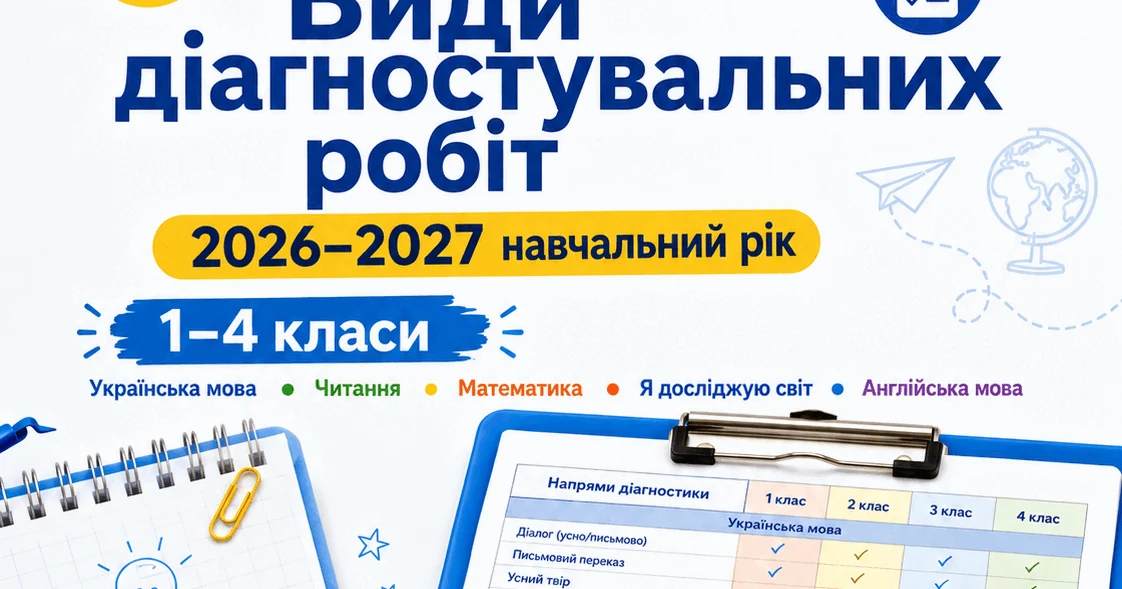 Прев’ю матеріалу «Календарне планування + види діагностувальних робіт на 2026–2027 н. р. | 1–4 класи ДОПОВНЮЄТЬСЯ»