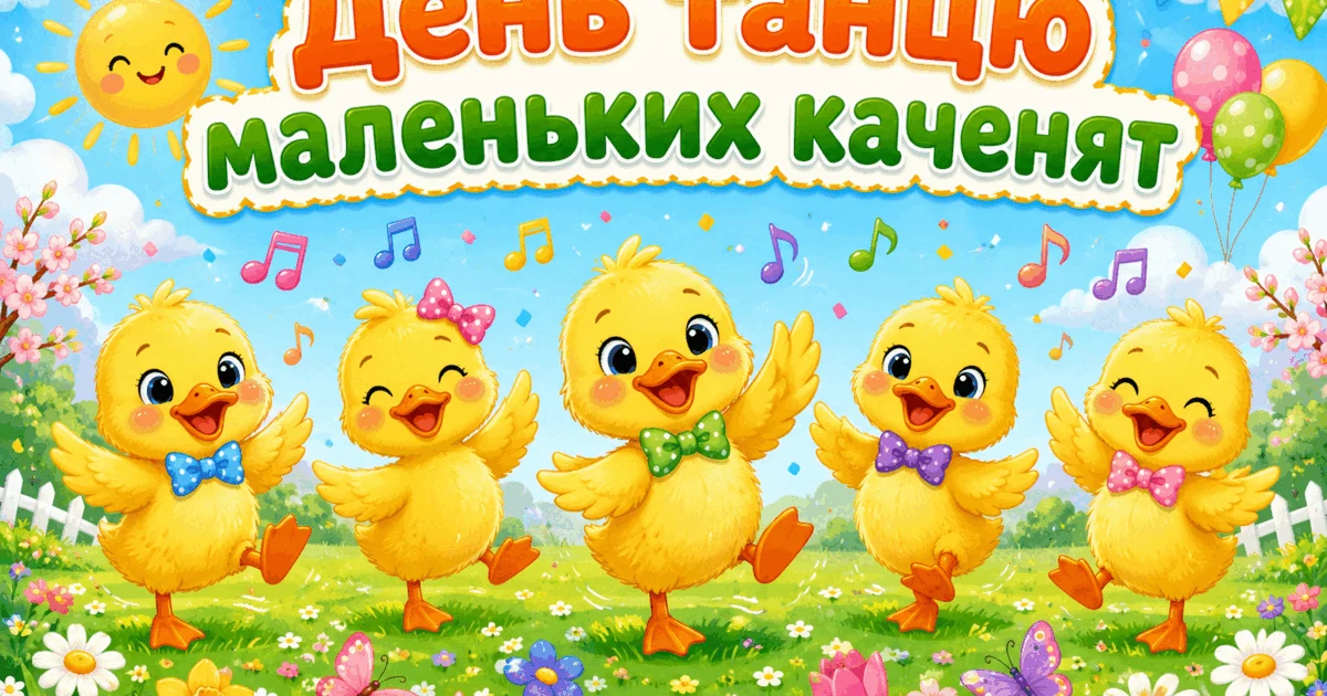 Прев’ю матеріалу «Комплект матеріалів до Дня танцю маленьких каченят: банер, постери, цікаві факти, руханка»