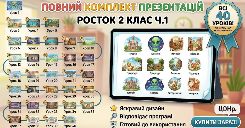 Прев’ю матеріалу «Комплект презентацій з математики «Росток 2 клас. Ч. 1. Уроки 1–40»»
