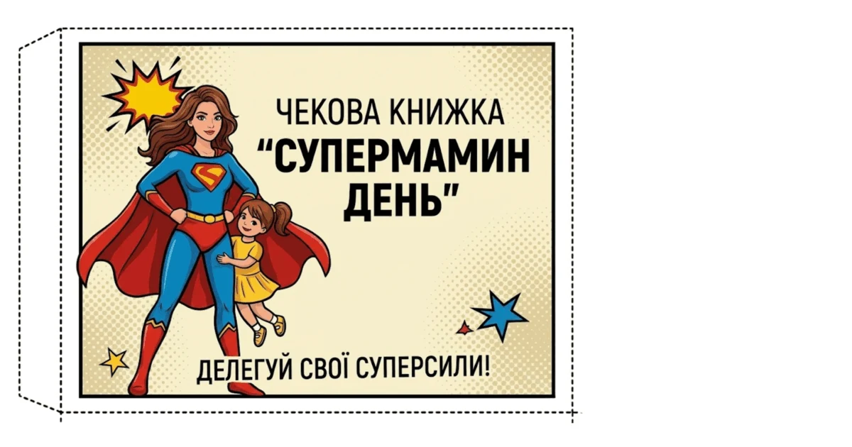 Прев’ю матеріалу «Креативний подарунок до Дня Матері: Чекова книжка «Супермамин день» 🦸‍♀️💖»