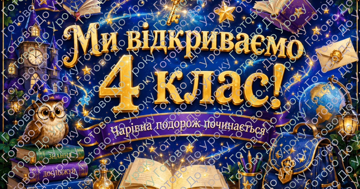 Прев’ю матеріалу «Магічна подорож у 4 клас: презентація, поробка та оформлення дошки до 1 уроку»