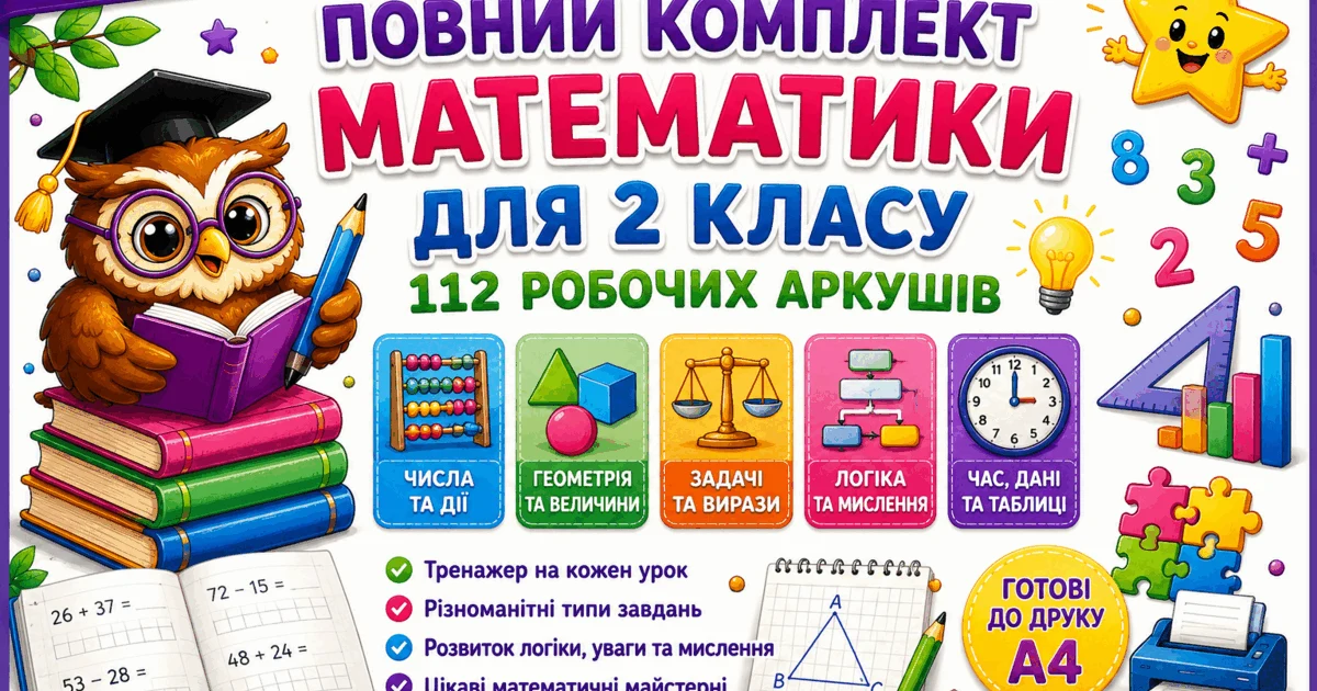 Прев’ю матеріалу «Математика 2 клас. Росток. 112 робочих сторінок для закріплення матеріалу»
