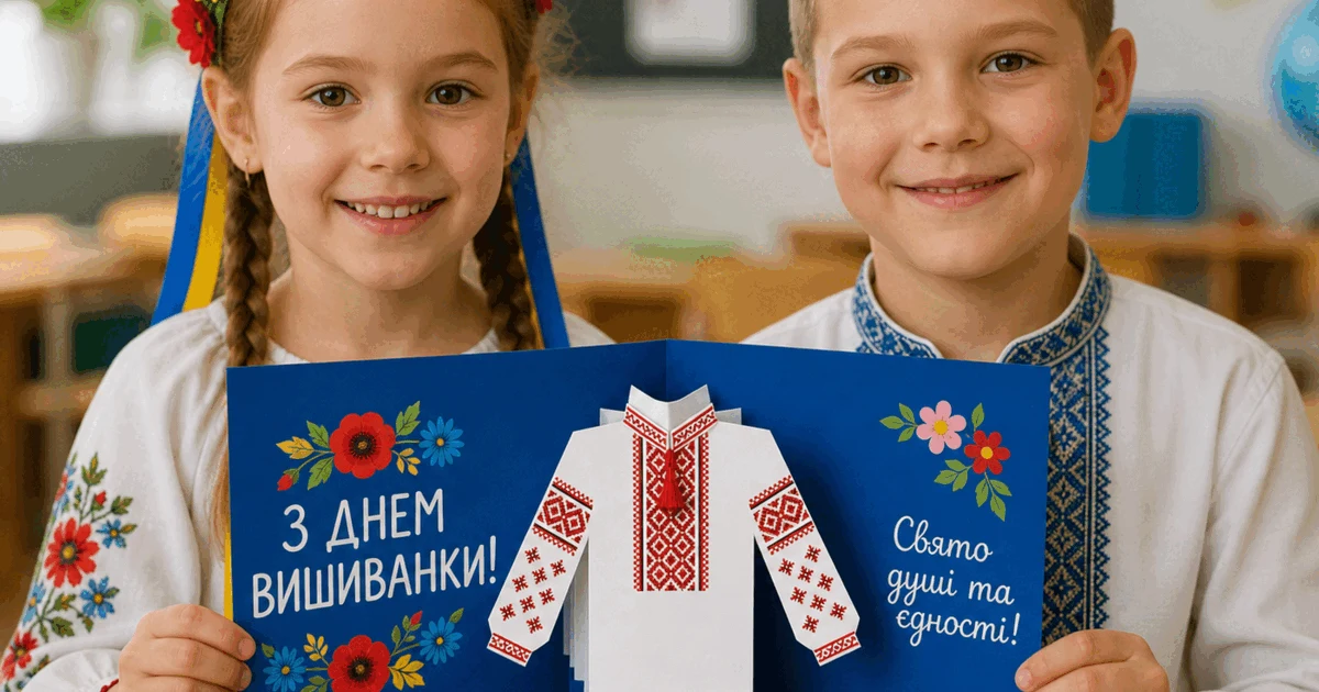 Прев’ю матеріалу «Об'ємна 3D-листівка: «З Днем Вишиванки!» 🇺🇦✂️»