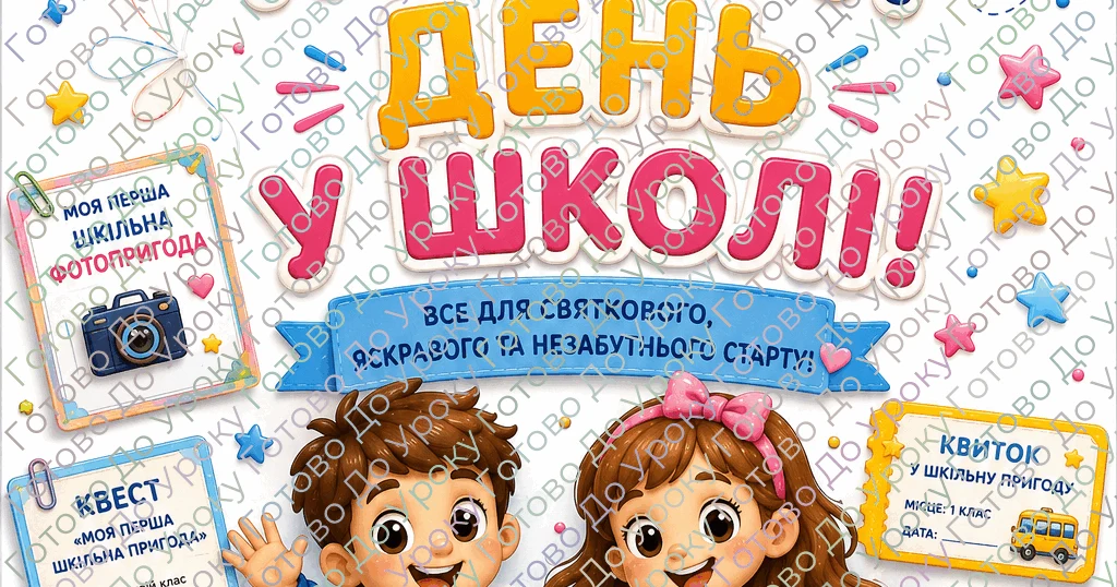 Прев’ю матеріалу ««Перший день у школі». Великий авторський комплект для вчителя»