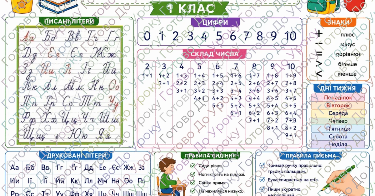 Прев’ю матеріалу «Серія підказок на парту для учнів 1–4 класів»