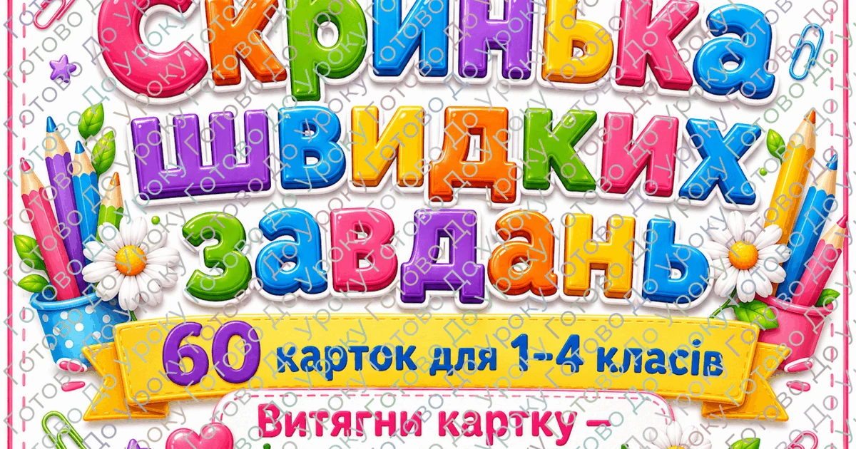 Прев’ю матеріалу «Скринька швидких завдань. 60 карток для 1–4 класів»