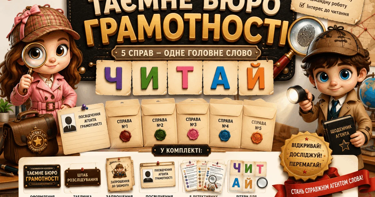 Прев’ю матеріалу ««Таємне бюро грамотності» — детективна мовна гра для учнів 2–4 класів.»