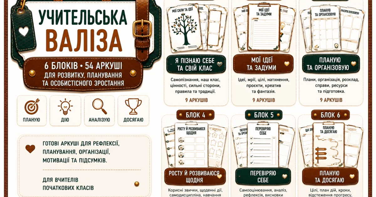 Прев’ю матеріалу ««Учительська валіза» — універсальний набір робочих аркушів»