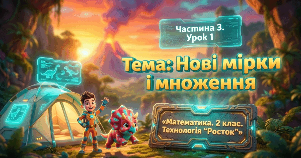 Прев’ю матеріалу «Урок 1 частина 3 «Нові мірки і множення». Математика, 2 клас, «Росток»»